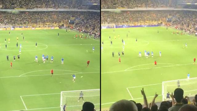 Belhanda ortalığı karıştırdı! Isınma esnasında şutları Fenerbahçe tribününe gönderdi