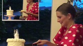 Düğünde yapılmayacak en büyük hatayı yaptı! Düğün pastasını normal bir tatlı zannetti