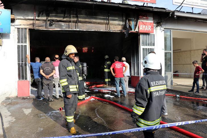 Erzurum'da LPG'li araç tamirhanesinde çıkan yangında 2 kişi yaralandı G3