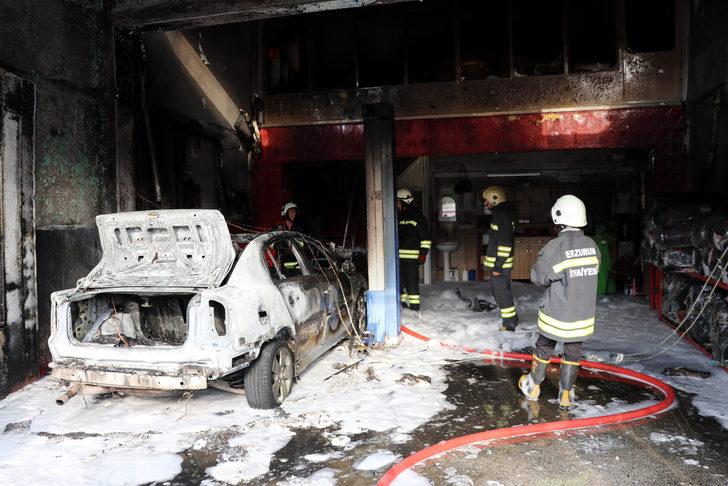 Erzurum'da LPG'li araç tamirhanesinde çıkan yangında 2 kişi yaralandı G4