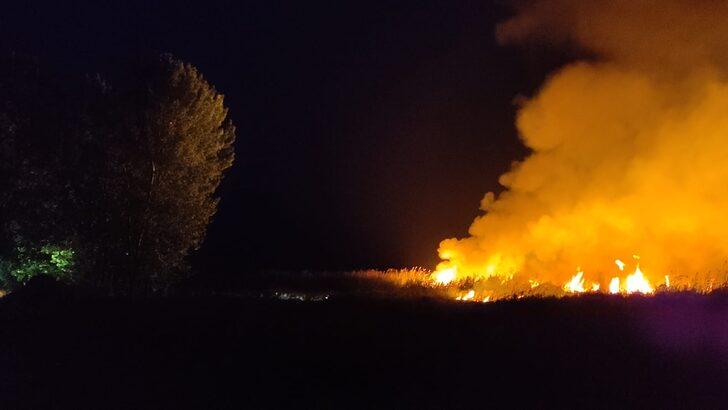 İznik Gölü kıyısındaki sazlık alanda çıkan yangına müdahale ediliyor G2