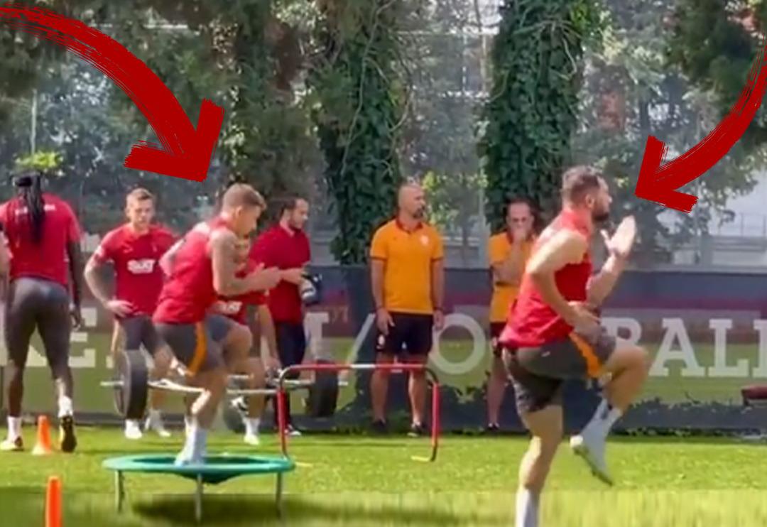 Galatasaray antrenmanında tepki &ccedil;eken g&ouml;r&uuml;nt&uuml;!