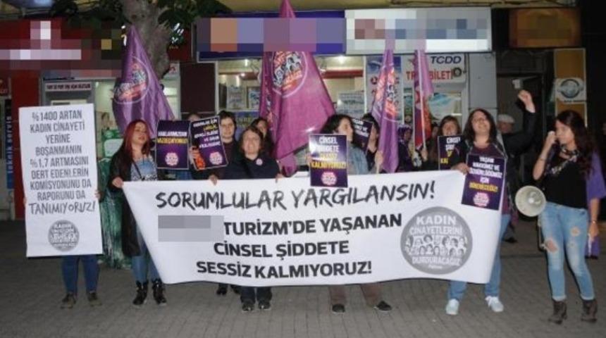 Eskişehir'de kadınlar Metro Turizm önünde cinsel tacizi protesto etti