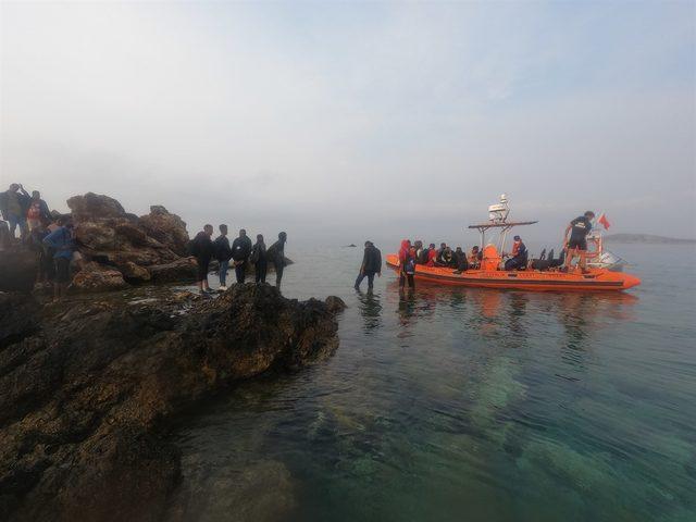 Ayvalık açıklarında 46 düzensiz göçmen kurtarıldı