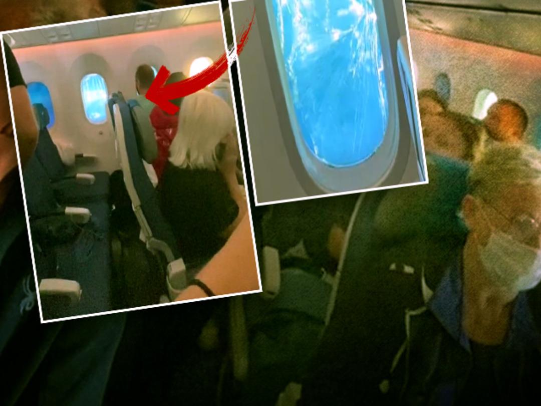 Seyir halindeki u&ccedil;ağın camı &ccedil;atladı! Yolcular korkudan ne yapacağını şaşırdı