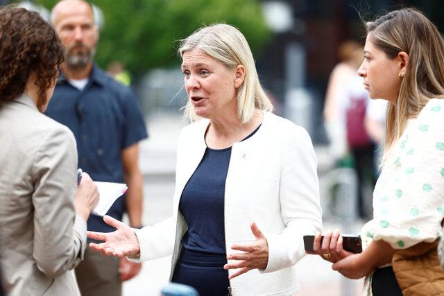 Sweden's Prime Minister Magdalena Andersson visits the university in Linkoping