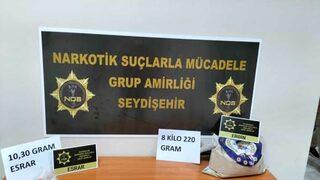 Seydişehir'de otomobilde 8 kilo 220 gram eroin ele geçirildi