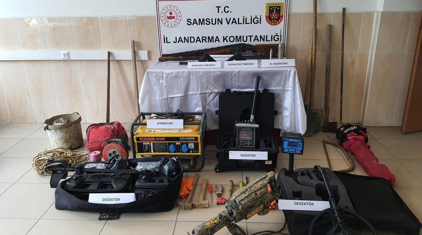 Samsun'da izinsiz kazı yapan 4 şüpheli yakalandı