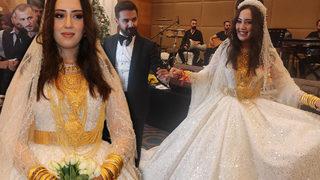 Bir aşiret düğünü klasiği! Gelin ve damada takılan takı ve para dudak uçuklattı