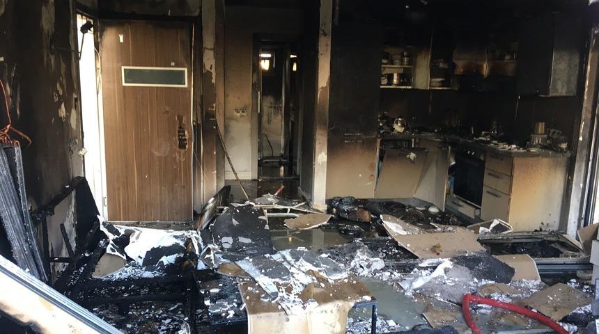 Bodrum'da evde çıkan yangında hasar meydana geldi