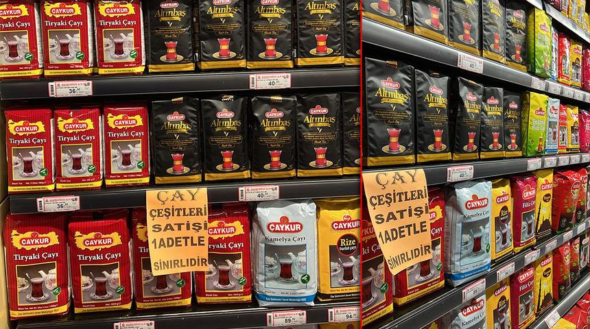 Rize'de marketteki çay rafı şok etkisi yarattı! Kotalı satışı görenler şaşkına döndü