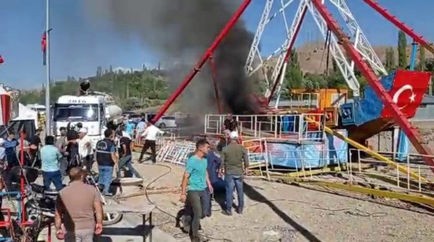 Gondol bir anda alev aldı! Panayırda yangın paniği