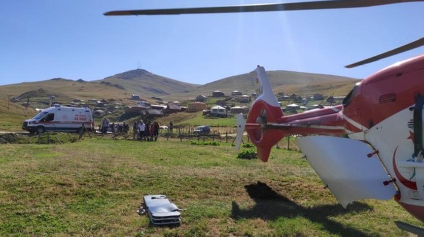 Yaylada hastalanan 82 yaşındaki kadın, helikopter ambulansla hastaneye sevk edildi