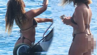 Love Island yıldızı Amber Gill Ege sularında ip bikinisiyle şov yaptı 