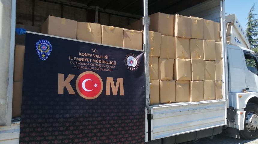 Konya'da gümrük kaçağı 3 milyon 750 bin makaron ele geçirildi