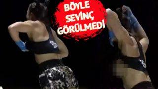 Böyle sevinç görülmedi! Rakibini yenince bluzunu kaldırdı, göğüslerini seyirciye gösterdi