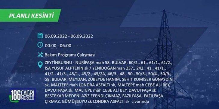 İSTANBUL ELEKTRİK KESİNTİSİ 6 EYLÜL 2022! Elektrikler ne zaman gelecek? 6 Eylül AYEDAŞ - BEDAŞ elektrik kesintisi listesi G3