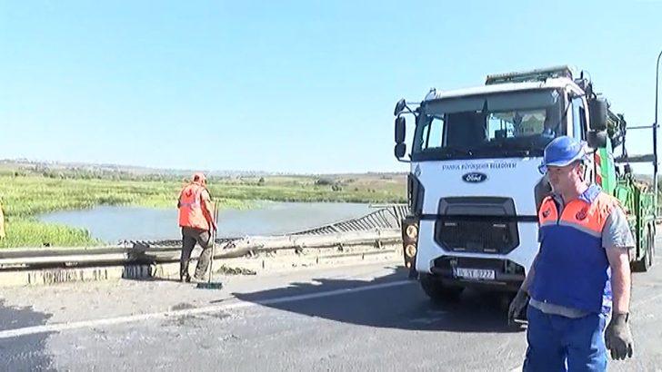 SON DAKİKA | İstanbul'da feci kaza: TEM Otoyolu'nu kilitlendi! TIR ikiye bölündü, sürücü göle uçtu G1