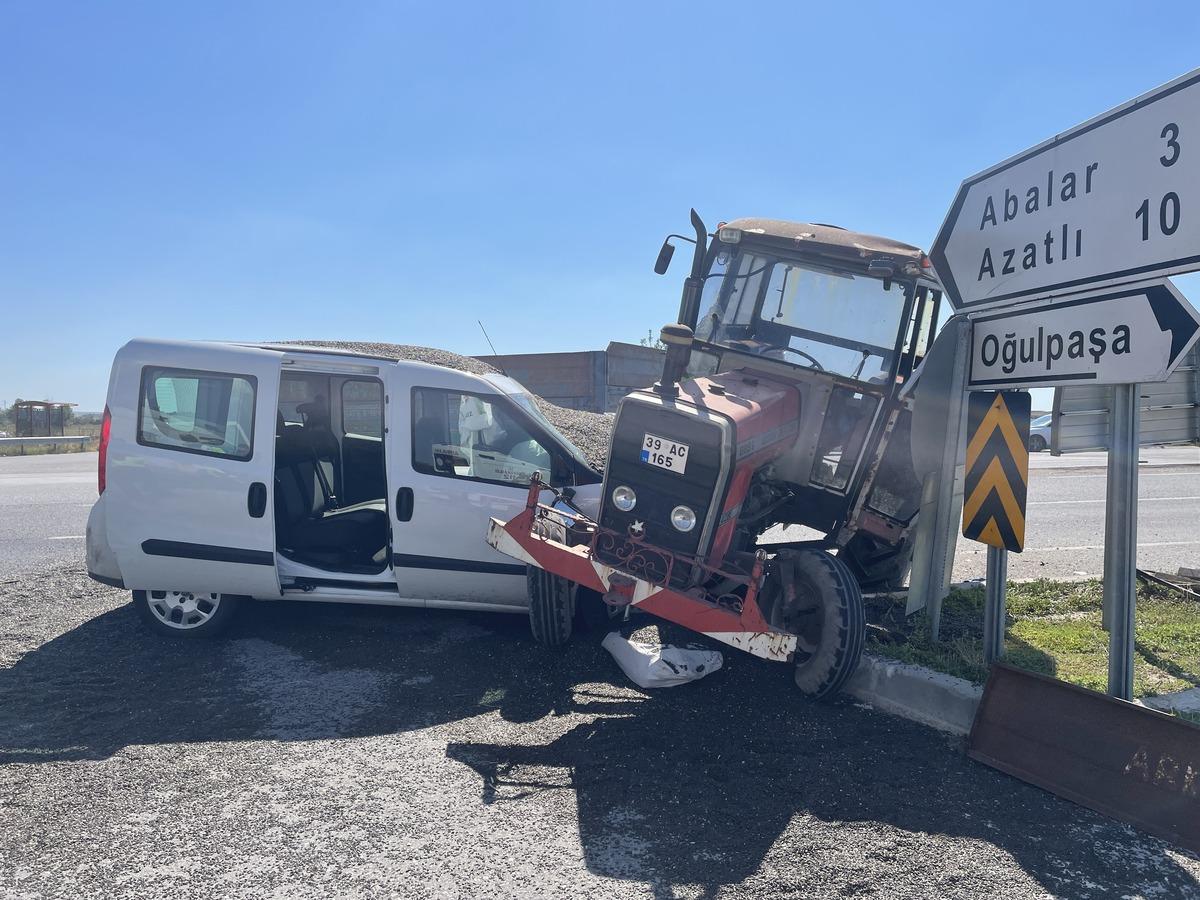 Edirne'de trakt&ouml;r ile hafif ticari aracın &ccedil;arpıştığı kazada 3 kişi yaralandı