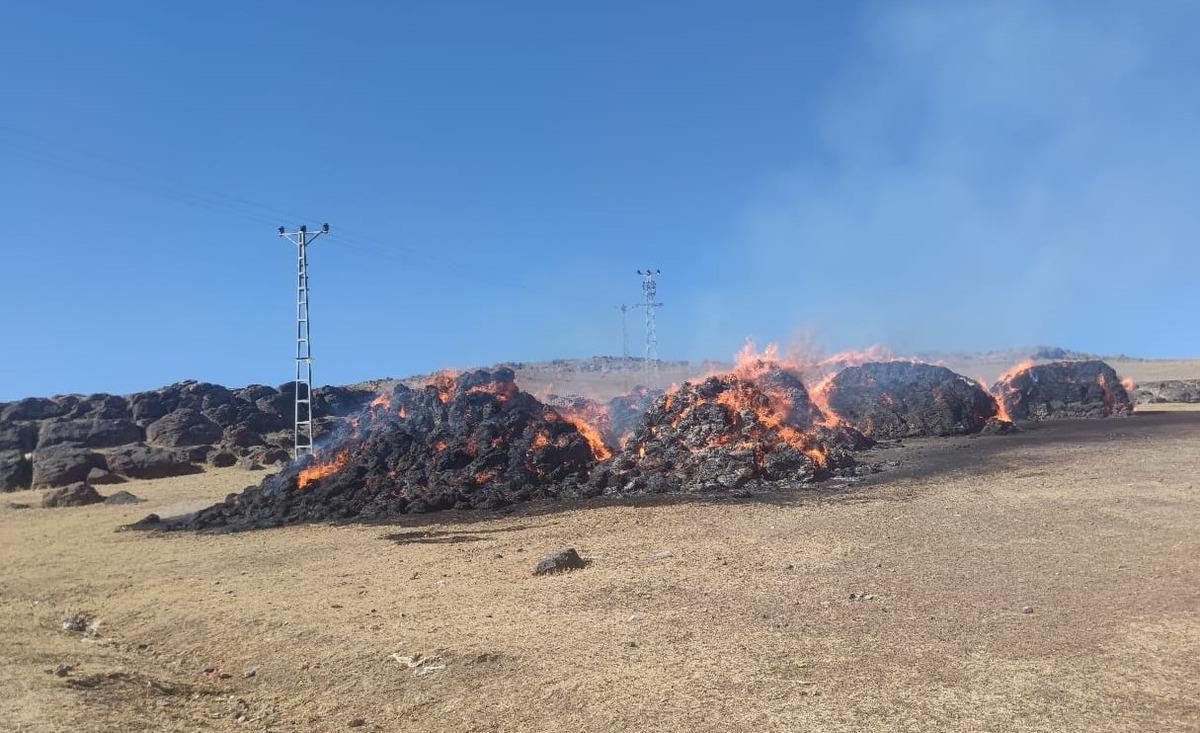 Ağrı'da yaklaşık 5 bin balya ot yandı