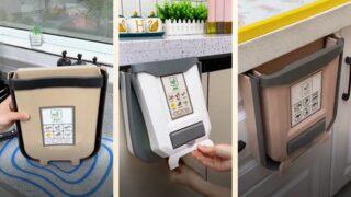 Mutfakta geçirdiğiniz vakti keyifli hale getiren ve zamandan tasarruf etmenizi sağlayan dolap kapağına takılan katlanır çöp kovası