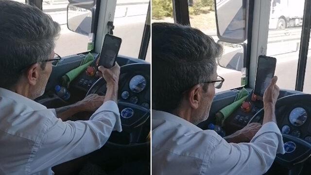 Tepki çeken görüntüler! Direksiyon başında görüntülü konuştu