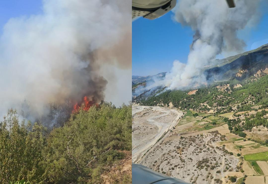 Mersin ve Denizli'de orman yangını! R&uuml;zgarın etkisiyle hızla b&uuml;y&uuml;d&uuml;... Bir ile daha &ccedil;ok yakın