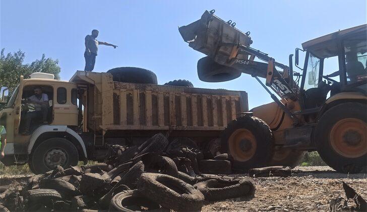 Osmaniye'de dere yatağı araç lastiklerinden temizlendi G3