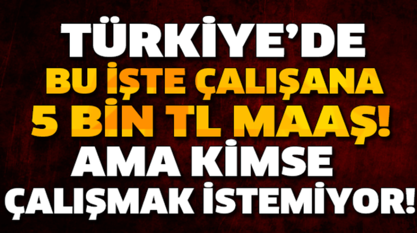 T&uuml;rkiye'de Bu İşte &Ccedil;alışana 5 Bin Tl Maaş Ama Kimse &Ccedil;alışmıyor Peki Ama Neden?