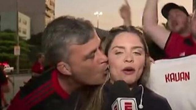 Bunun adı skandal! Canlı yayında muhabir Jessica Dias'ı öperek taciz etti...