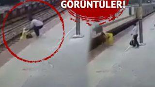 Ölümle kovalamaca oynadı! Tren raylarından karşıya geçti, yetmedi geriye dönüp su şişesini almak istedi