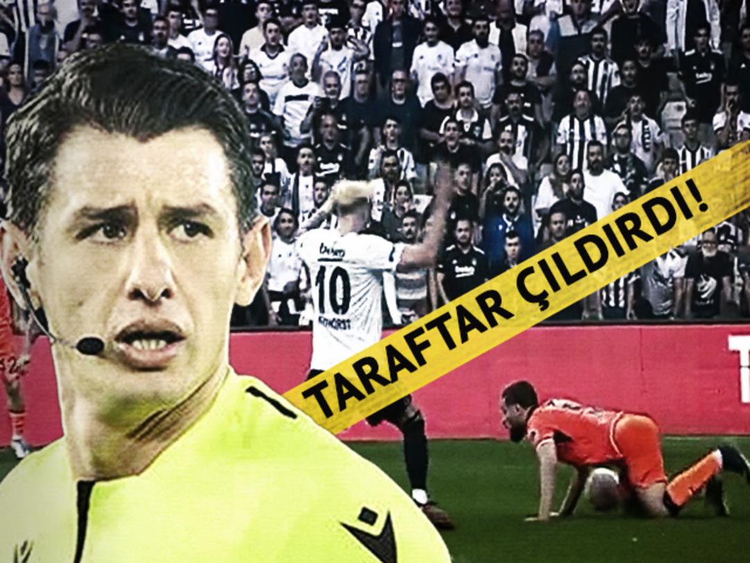 Son dakika: Beşiktaş - Başakşehir ma&ccedil;ına bu pozisyon damga vurdu! Siyah - beyazlı taraftarlardan penaltı isyanı...