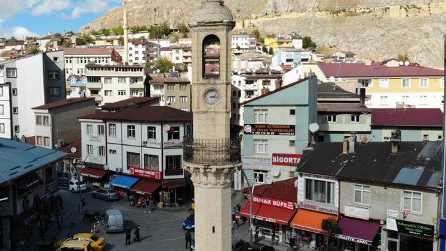 Bayburt'un simgelerinden Saat Kulesinde restorasyon çalışması sürüyor