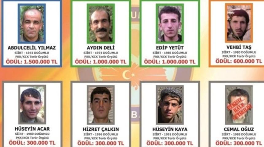 4 milyon lira ödüllü ’terörist listesi’