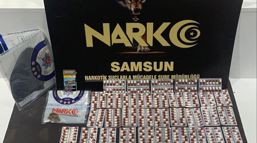 Samsun'da 593 sentetik hapla yakalanan zanlı tutuklandı