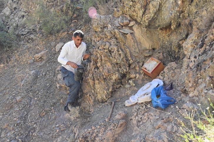 Hakkarili arıcının dağlardan güçlükle topladığı kaya balı ilgi görüyor G4