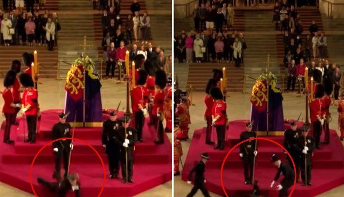 Kraliçe'nin cenaze töreninde korkutan anlar! Birden yere yığıldı