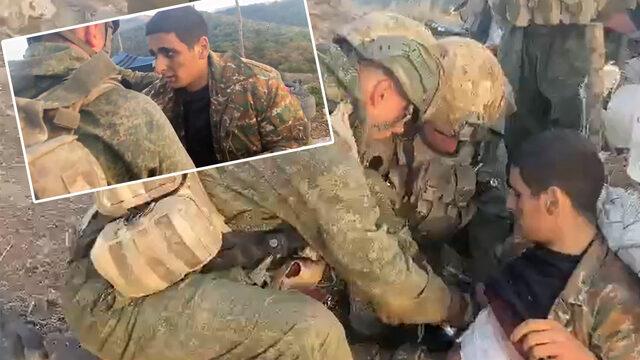 Görüntüler cepheden geldi! Azerbaycan askerleri Ermeni askerin yarasını böyle sardı! 'Korkma yaşayacaksın'
