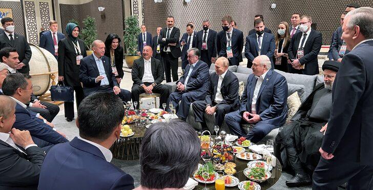 Zirveden dikkat çeken kare: Cumhurbaşkanı Erdoğan liderlerle bir araya geldi! Putin'le sohbet etti G2