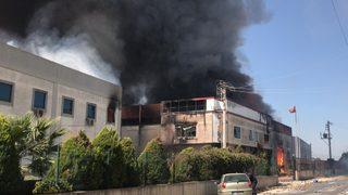İzmir'de bir kozmetik fabrikasında yangın çıktı