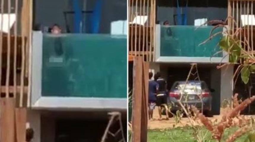 Görenler şaşkınlığını gizleyemedi! Çevrelerindekilere aldırmadan havuzun içinde cinsel ilişkiye girdiler