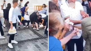 Bir poşet dolusu parayı havaya saçtı! İlginç anlar kamerada