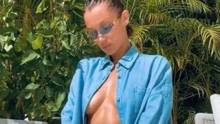 Bella Hadid dekoltesini göstermek için şekilden şekle girdi