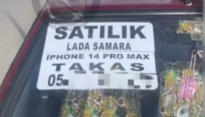 'Aracımı iPhone 14 Pro Max ile takas etmek istiyorum' ilanı