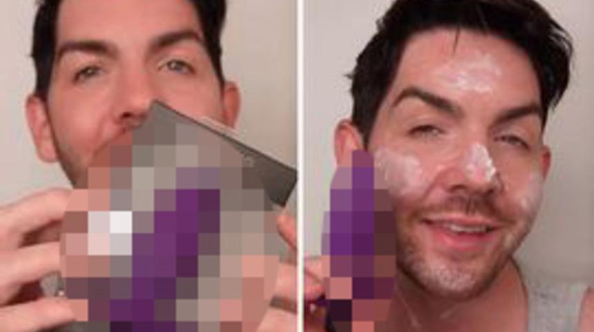 Sosyal medyanın sıra dışı güzellik trendi! Seks oyuncağını kullanarak yüz bakımı yaptı