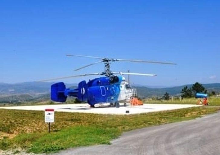 Denizli'de düşen yangın söndürme helikopterinin havalanma anı görüntülendi G3