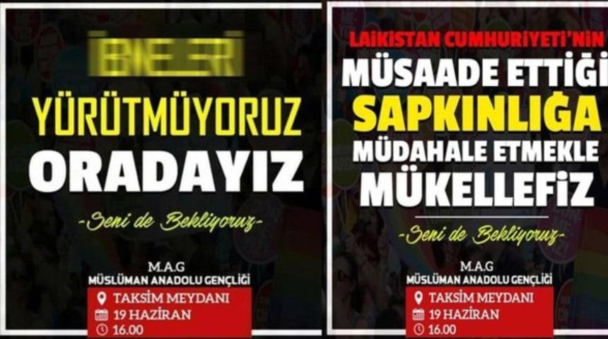 M&uuml;sl&uuml;man Anadolu Gen&ccedil;liği'nden Taksim'deki LGBT y&uuml;r&uuml;y&uuml;ş&uuml; i&ccedil;in provokatif &ccedil;ağrı