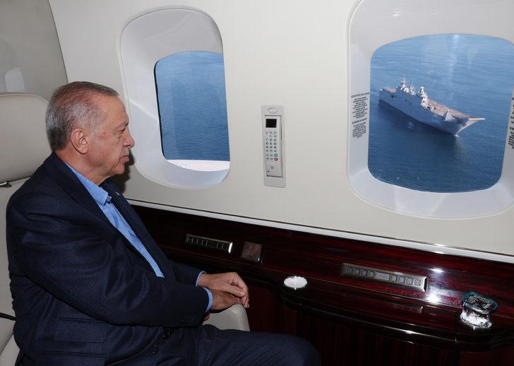 Cumhurbaşkanı Erdoğan, TCG Anadolu'yu havadan inceledi G2