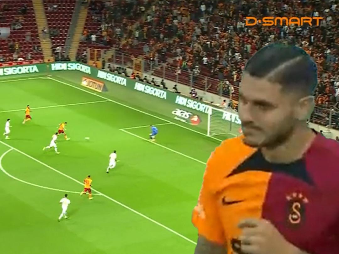 'Baba sana ne oldu baba?' Galatasaray - İstanbulspor ma&ccedil;ına damga vuran pozisyon! Mauro Icardi'nin ka&ccedil;ırdığı gol sonrası sosyal medya yıkıldı...