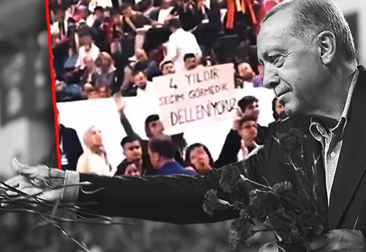 Pankartta yazanı görünce cevapsız bırakmadı! Cumhurbaşkanı Erdoğan'ın programına damga vuran sözler: 'Siz deli edeceksiniz'